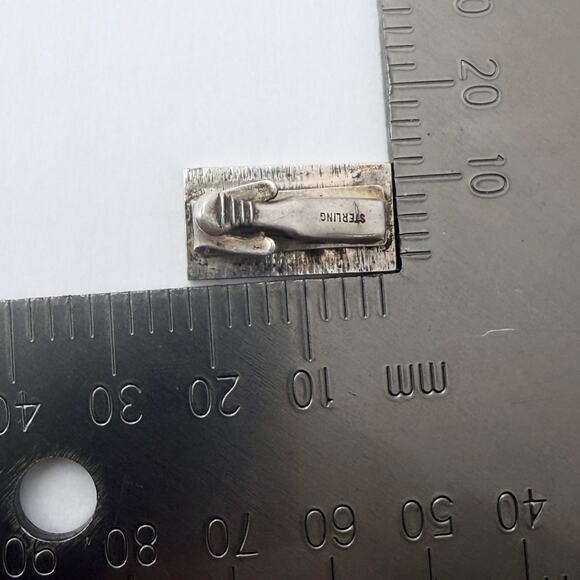 Vintage 1950s MCM Sterling Silver Tie Clip Abstract Niello Fish Eye Design - Picture 8 of 8